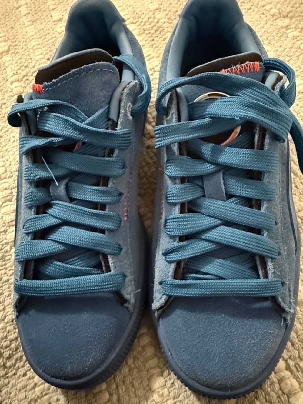 Puma Blue Suede Low-Top Sneakers